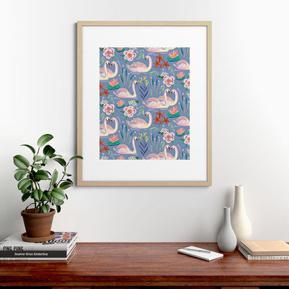 Swan Pattern Framed Art Print Gallery Image 67