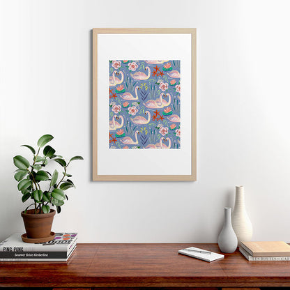 Swan Pattern Framed Art Print Gallery Image 65