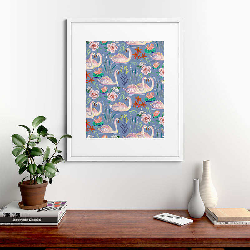 Swan Pattern Framed Art Print Gallery Image 76
