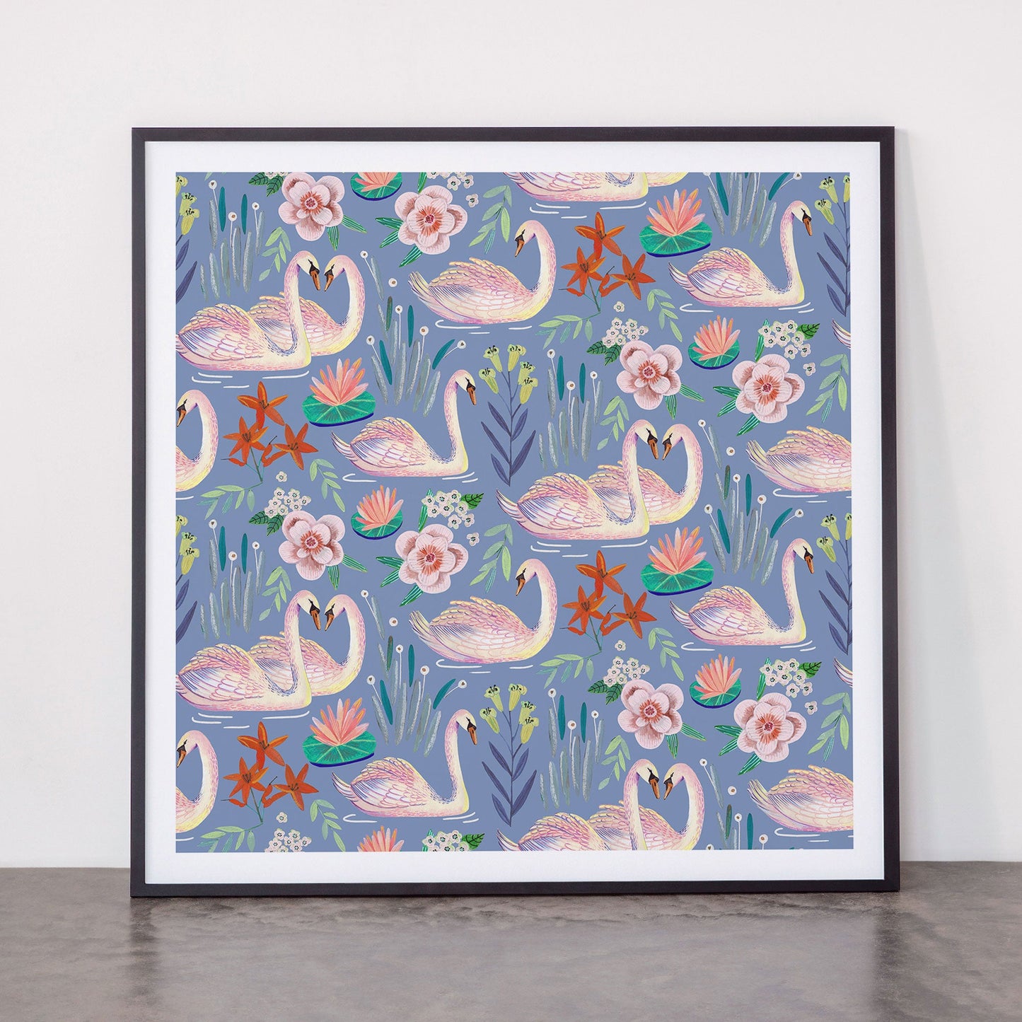 Swan Pattern Framed Art Print Gallery Image 11