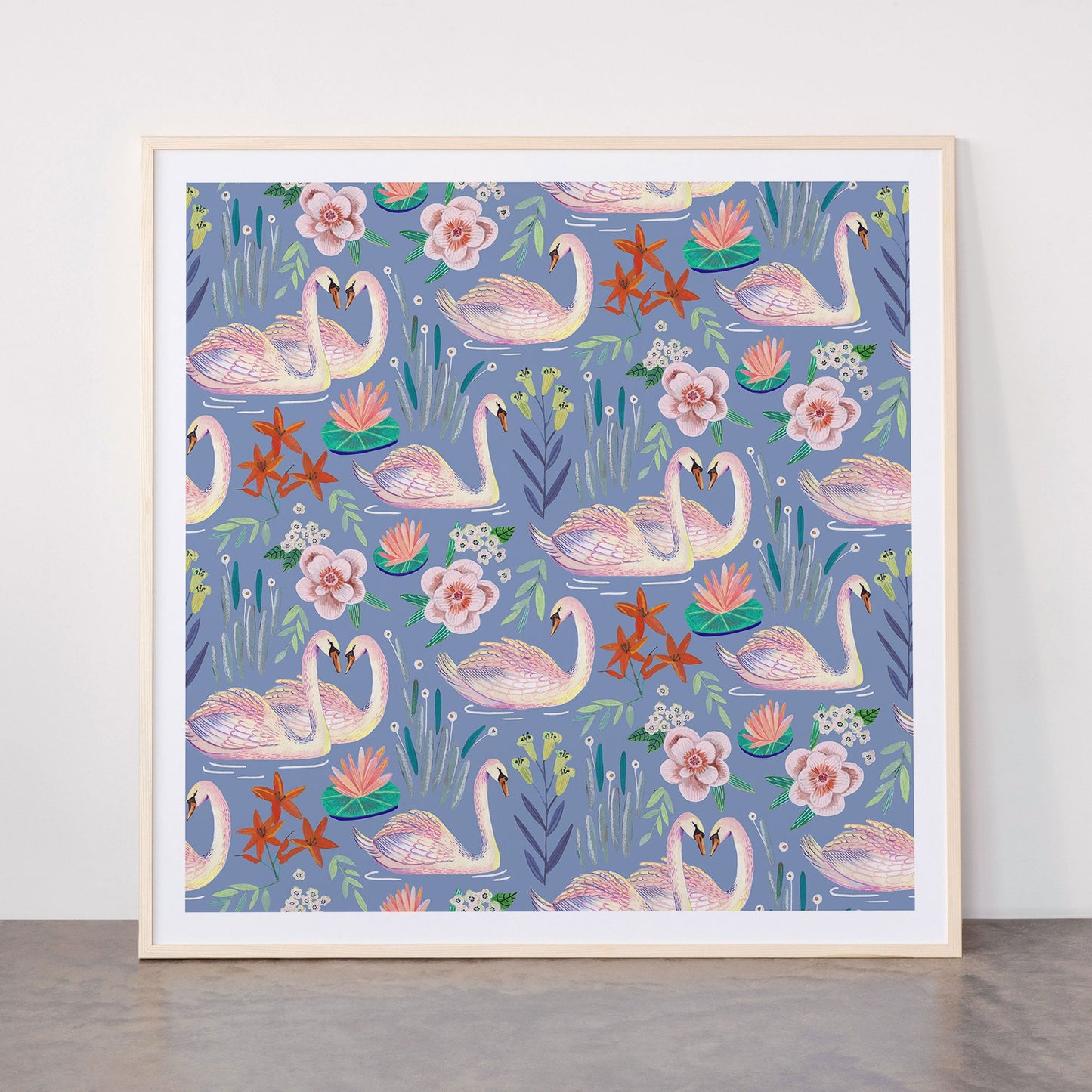 Swan Pattern Framed Art Print Gallery Image 33