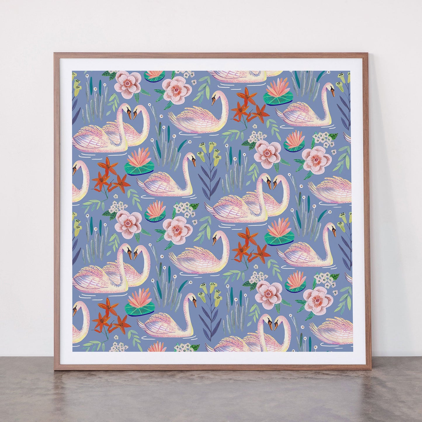 Swan Pattern Framed Art Print Gallery Image 21