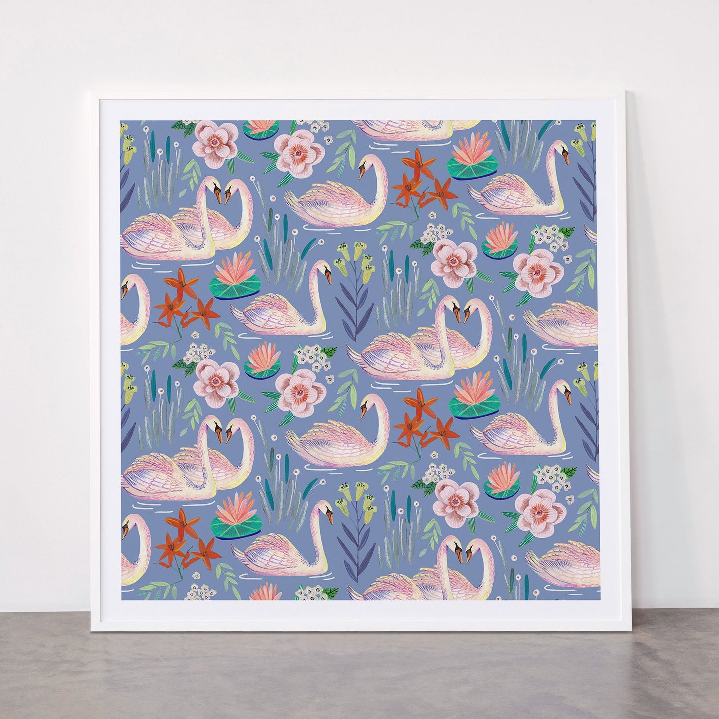Swan Pattern Framed Art Print Gallery Image 43