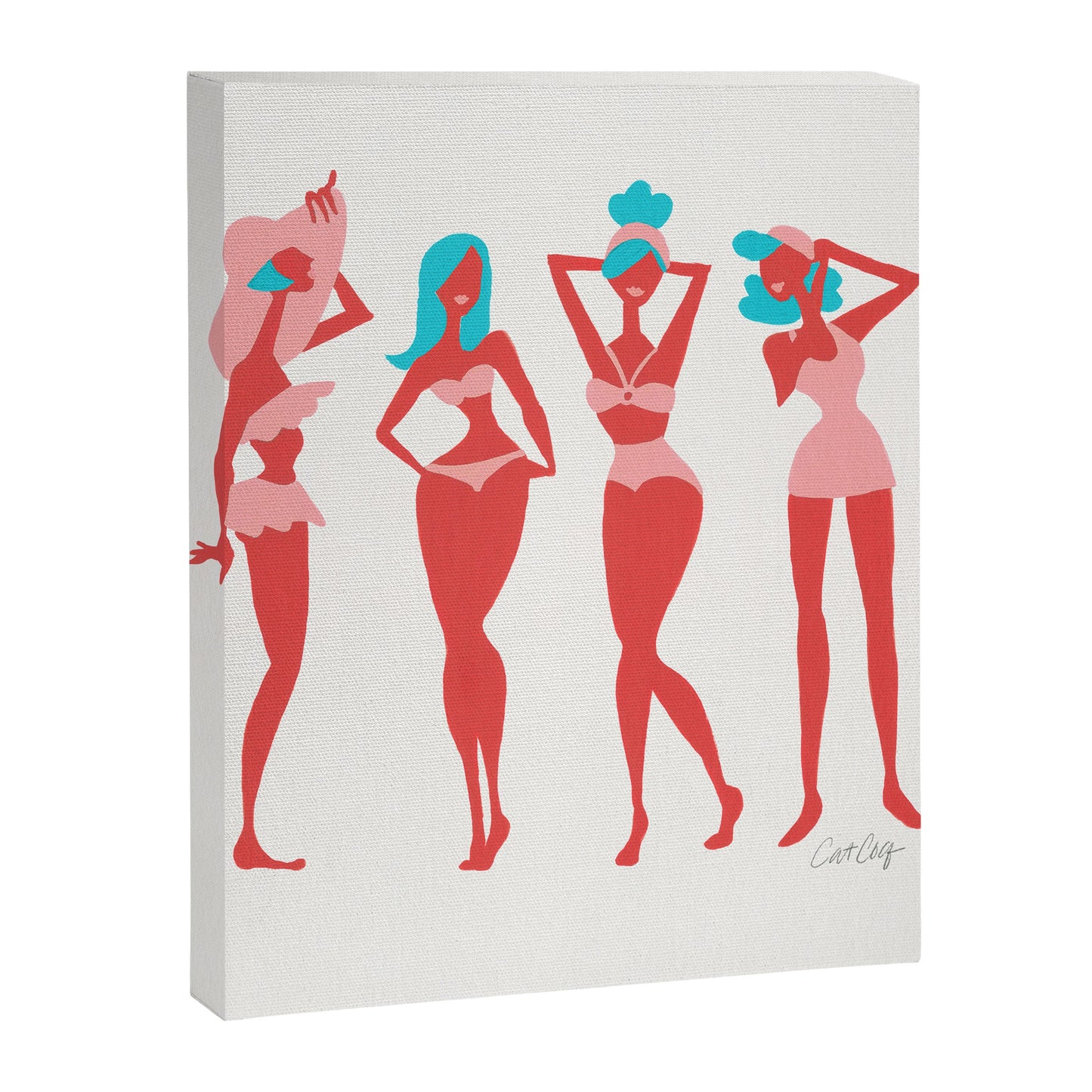 Beach Bombshells - Cyan & Coral Palette Canvas Print Gallery Image 4