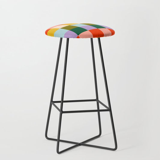 Checkered Rainbow Retro Vibe Stool Gallery Image 1