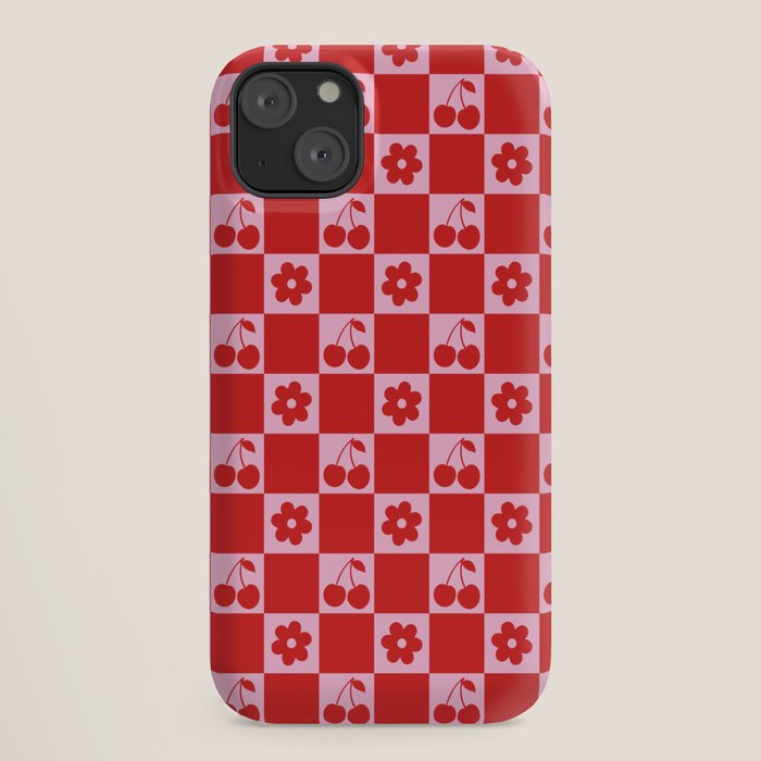 Cherry Flowers Pink & Red Checker iPhone Case Gallery Image 18