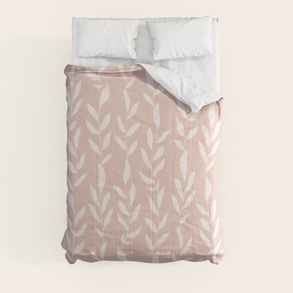 Blush Pink Minimal Plants Pattern Comforter Gallery Image 8
