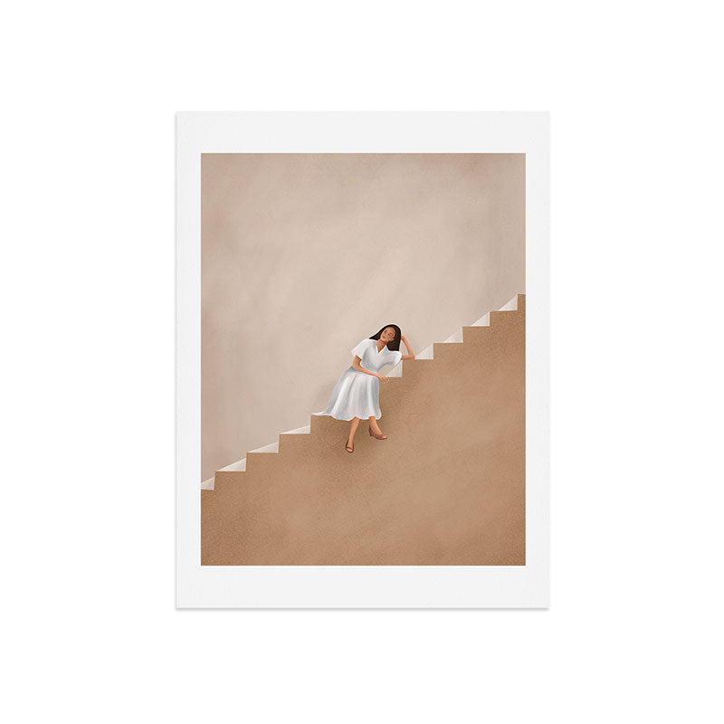 Girl Thinking on a Stairway Art Print Gallery Image 7