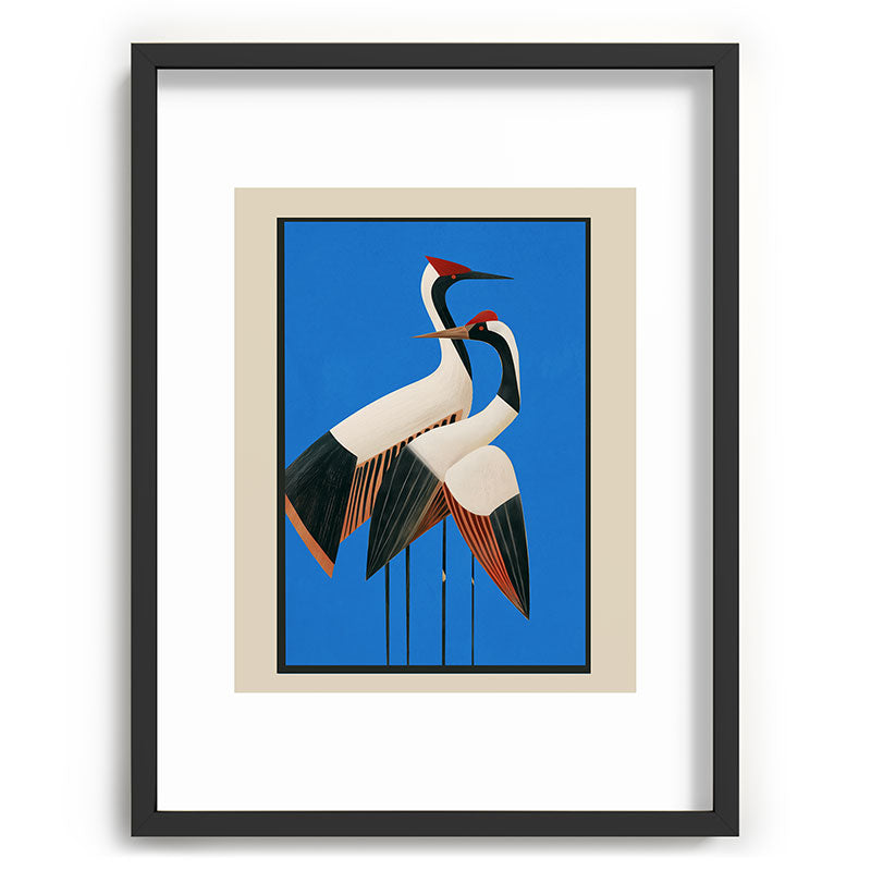 Stillness in Motion - Abstract Cranes in Blue Framed Art Print Gallery Image 60