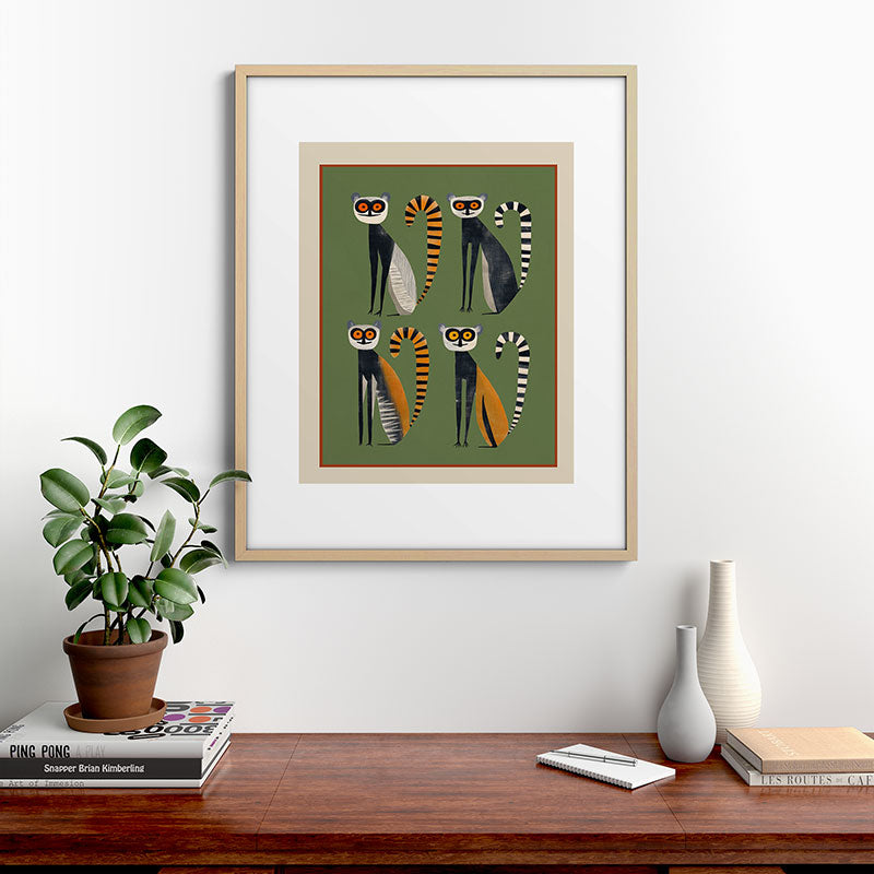 Striped Lemurs Framed Art Print Gallery Image 21