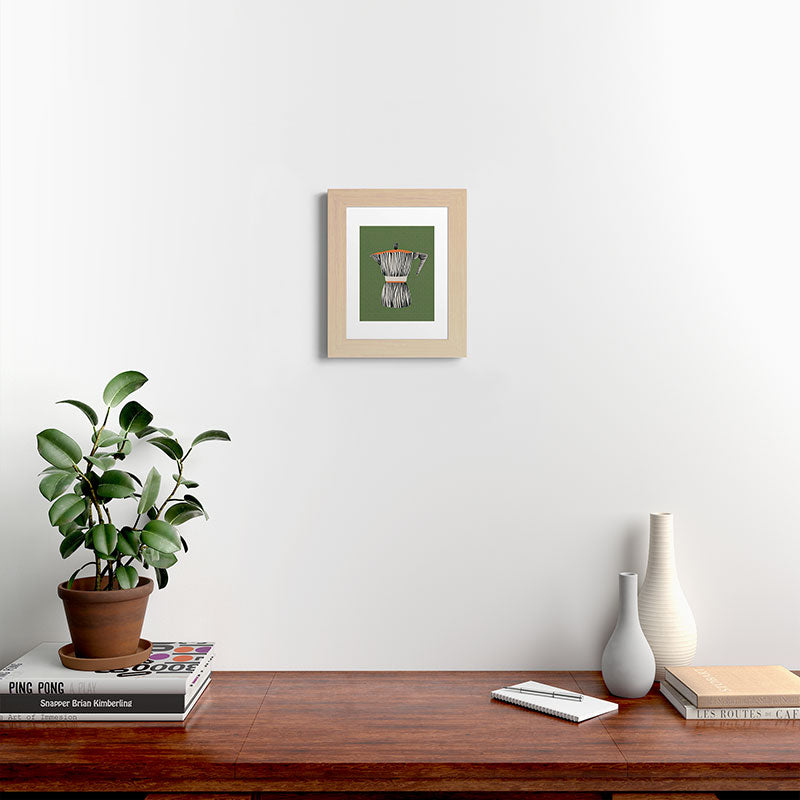 Zebra Moka in Olive Framed Art Print Gallery Image 44