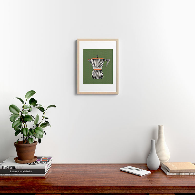Zebra Moka in Olive Framed Art Print Gallery Image 17