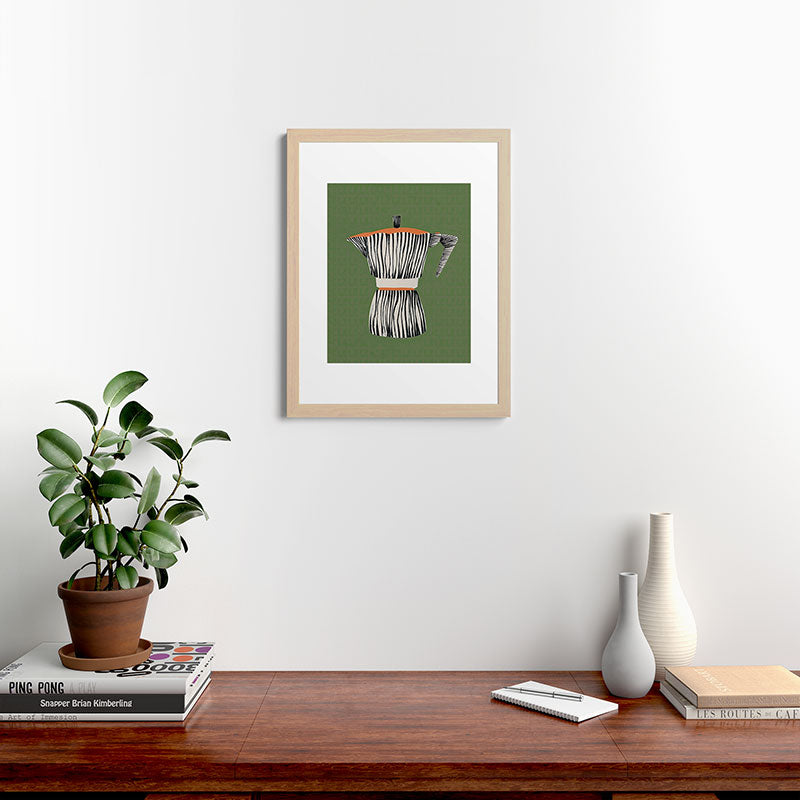 Zebra Moka in Olive Framed Art Print Gallery Image 47