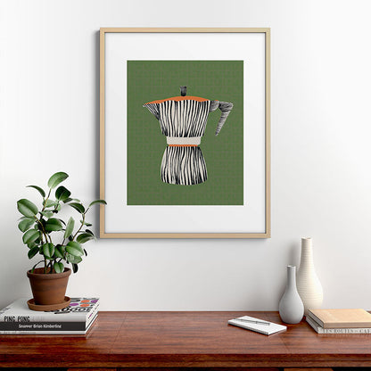 Zebra Moka in Olive Framed Art Print Gallery Image 21