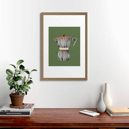 Zebra Moka in Olive Framed Art Print Gallery Image 41