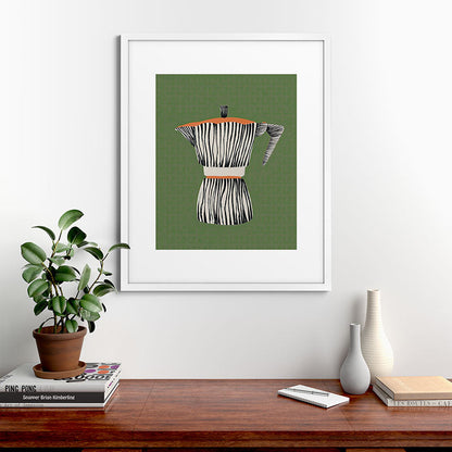 Zebra Moka in Olive Framed Art Print Gallery Image 56