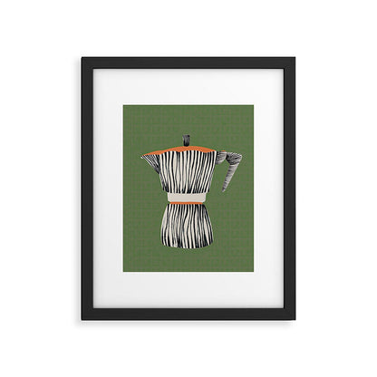 Zebra Moka in Olive Framed Art Print Gallery Image 1