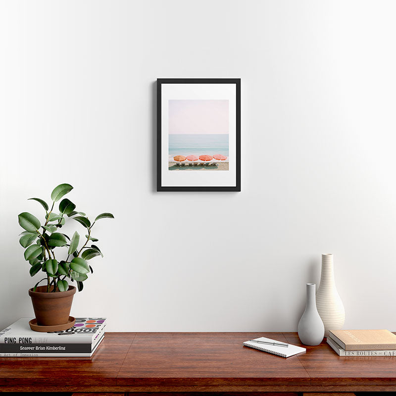 Beach Umbrella Pastel Minimalist AI Photography Framed Art Print Gallery Image 3