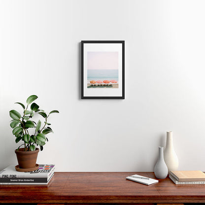 Beach Umbrella Pastel Minimalist AI Photography Framed Art Print Gallery Image 3