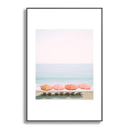 Beach Umbrella Pastel Minimalist AI Photography Framed Art Print Gallery Image 87