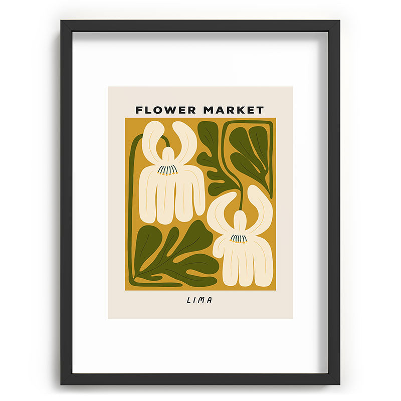 Flower Market Lima, Retro Eclectic Floral Print Framed Art Print Gallery Image 61