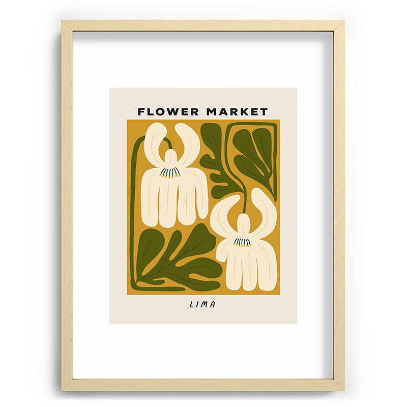 Flower Market Lima, Retro Eclectic Floral Print Framed Art Print Gallery Image 73