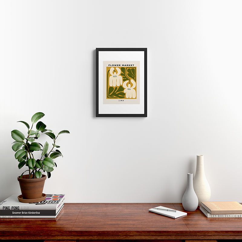 Flower Market Lima, Retro Eclectic Floral Print Framed Art Print Gallery Image 3