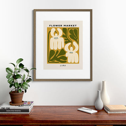 Flower Market Lima, Retro Eclectic Floral Print Framed Art Print Gallery Image 42