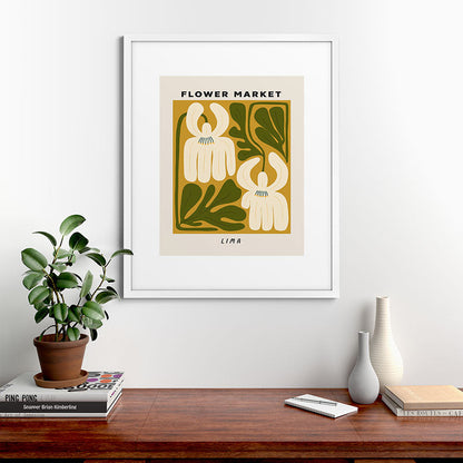 Flower Market Lima, Retro Eclectic Floral Print Framed Art Print Gallery Image 56