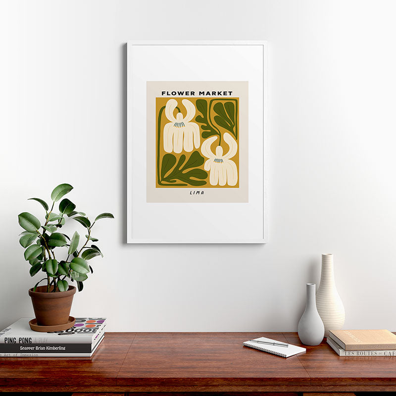 Flower Market Lima, Retro Eclectic Floral Print Framed Art Print Gallery Image 27