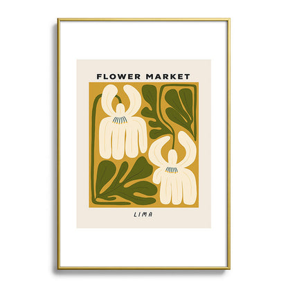 Flower Market Lima, Retro Eclectic Floral Print Framed Art Print Gallery Image 90