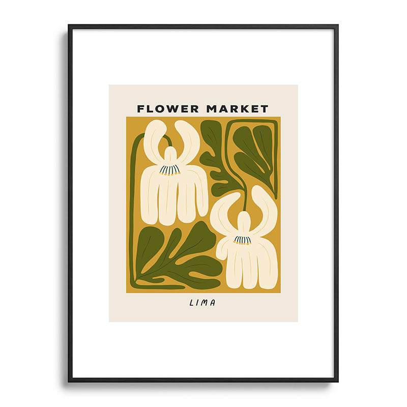 Flower Market Lima, Retro Eclectic Floral Print Framed Art Print Gallery Image 84