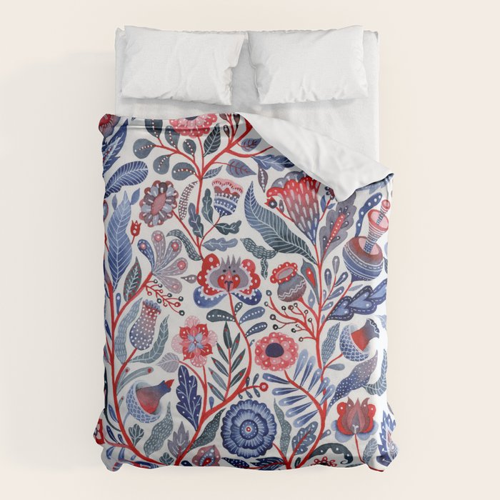 Botanical in red and blue Duvet Cover Gallery Image 6