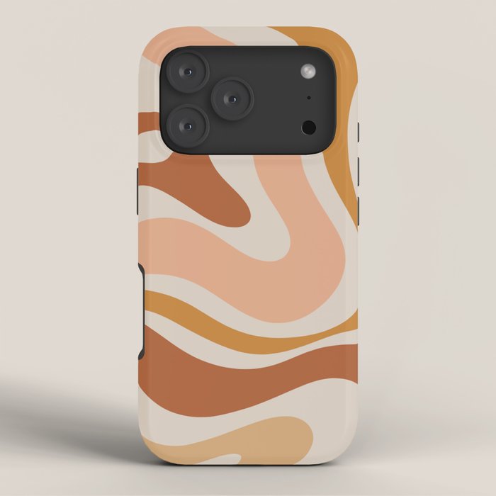 Modern Retro Liquid Swirl Abstract Square in Terracotta Earth Tones iPhone Case Gallery Image 3