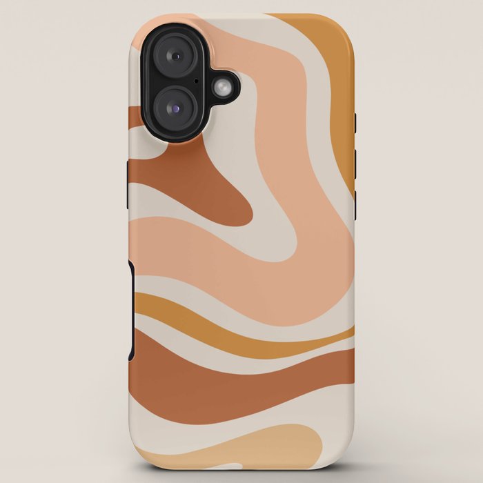 Modern Retro Liquid Swirl Abstract Square in Terracotta Earth Tones iPhone Case Gallery Image 5