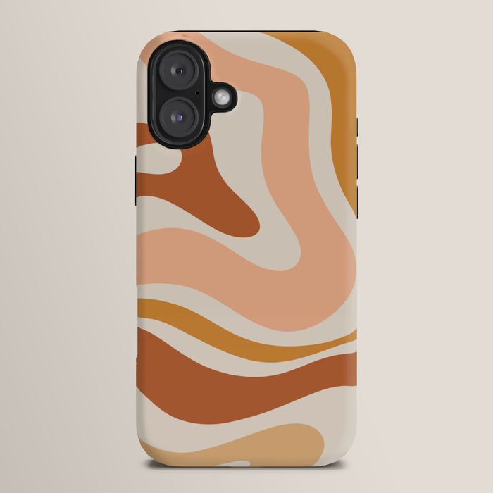 Modern Retro Liquid Swirl Abstract Square in Terracotta Earth Tones iPhone Case Gallery Image 14