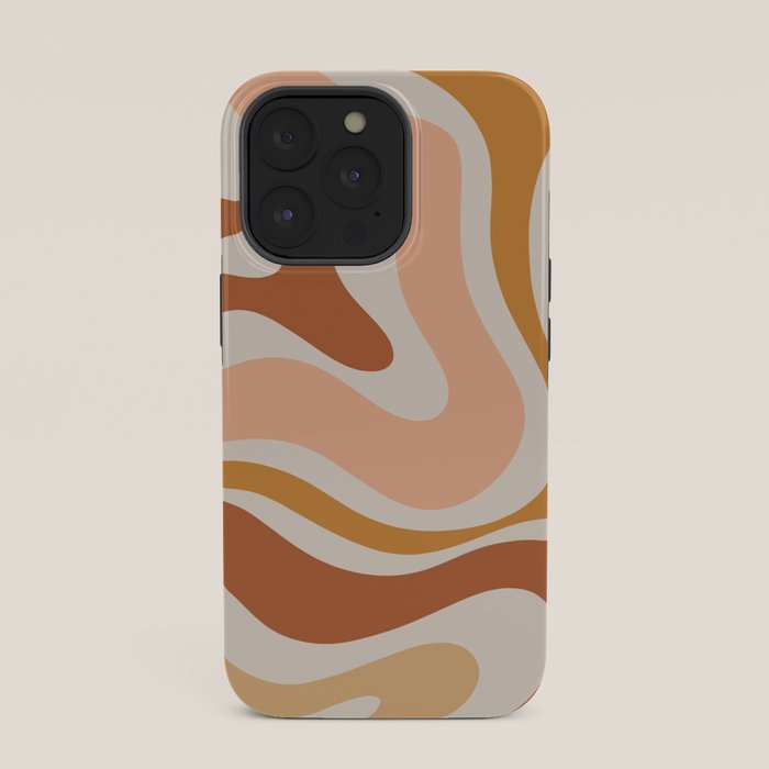 Modern Retro Liquid Swirl Abstract Square in Terracotta Earth Tones iPhone Case Gallery Image 35