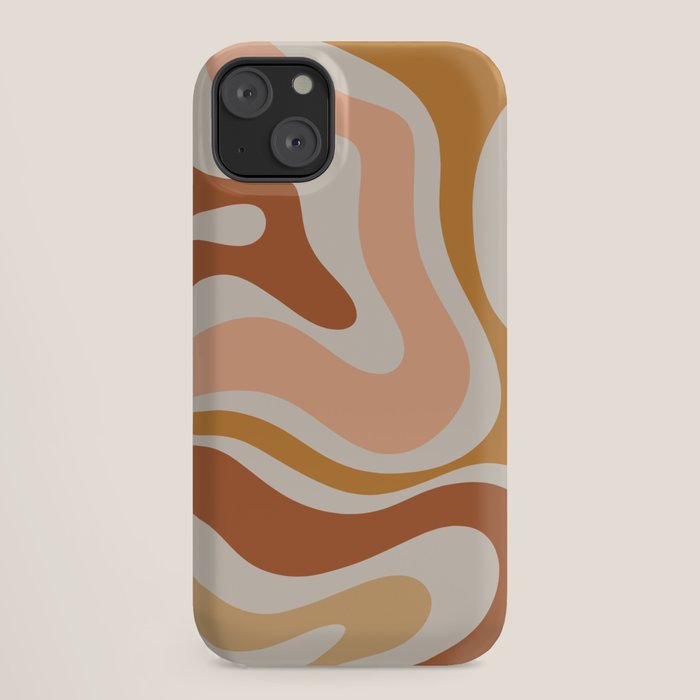 Modern Retro Liquid Swirl Abstract Square in Terracotta Earth Tones iPhone Case Gallery Image 18