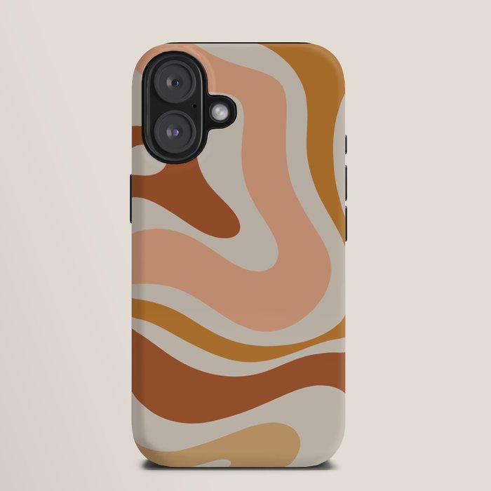 Modern Retro Liquid Swirl Abstract Square in Terracotta Earth Tones iPhone Case Gallery Image 9