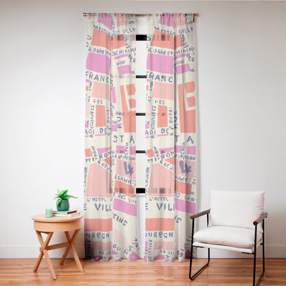 paris map pink Window Curtain Gallery Image 20