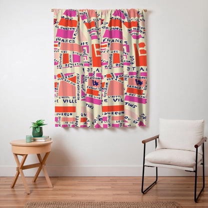 paris map pink Window Curtain Gallery Image 7