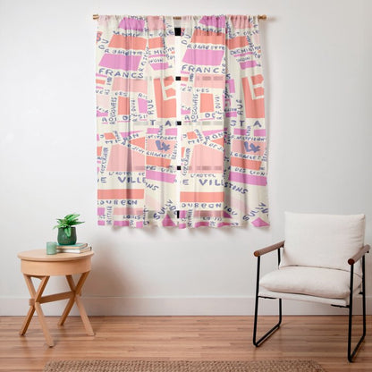 paris map pink Window Curtain Gallery Image 19