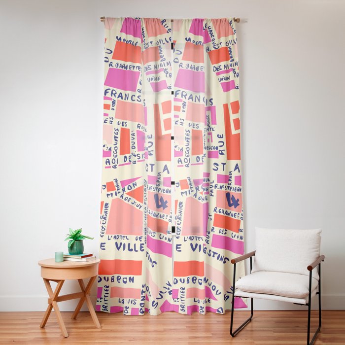 paris map pink Window Curtain Gallery Image 12
