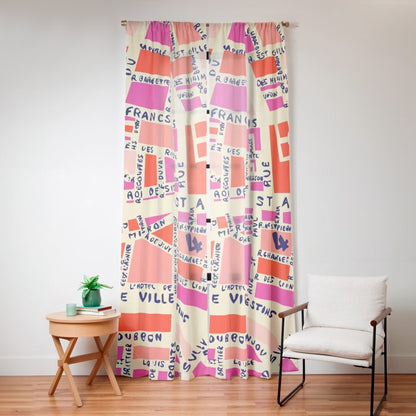 paris map pink Window Curtain Gallery Image 12