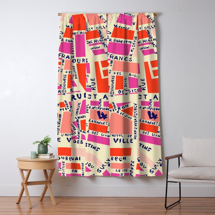paris map pink Window Curtain Gallery Image 5
