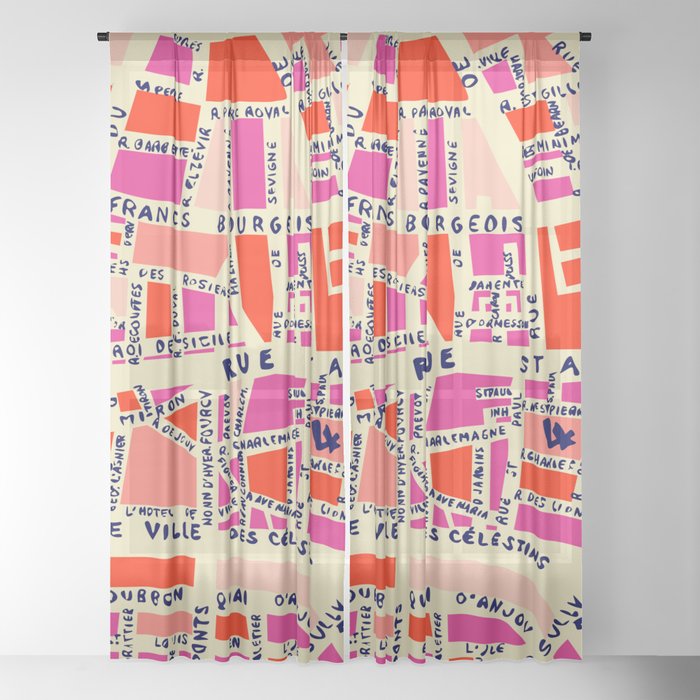 paris map pink Window Curtain Gallery Image 18