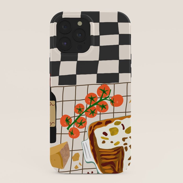 Lasagna parmesan and wne dinner - homemade meal illustration iPhone Case Gallery Image 40