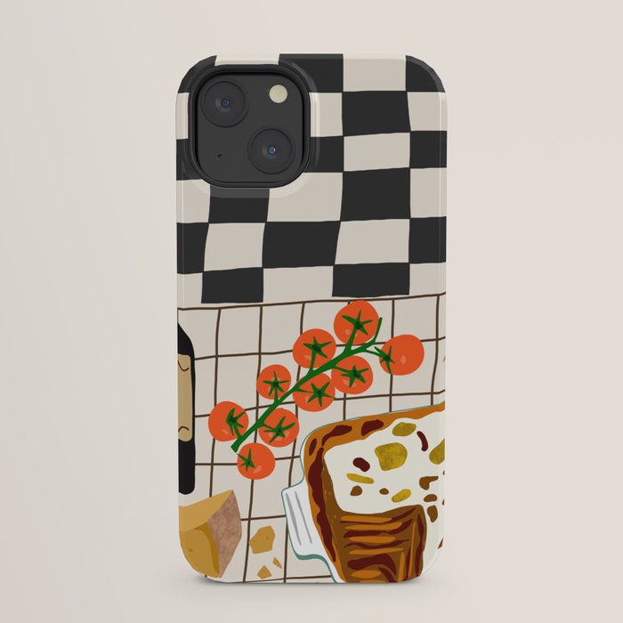 Lasagna parmesan and wne dinner - homemade meal illustration iPhone Case Gallery Image 21