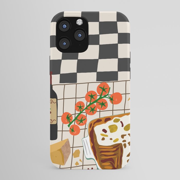 Lasagna parmesan and wne dinner - homemade meal illustration iPhone Case Gallery Image 43