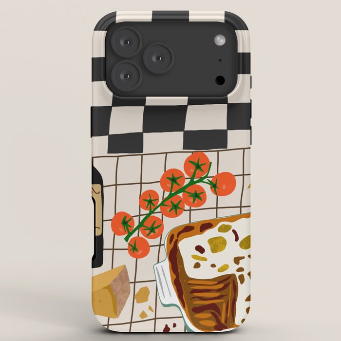 Lasagna parmesan and wne dinner - homemade meal illustration iPhone Case Gallery Image 8